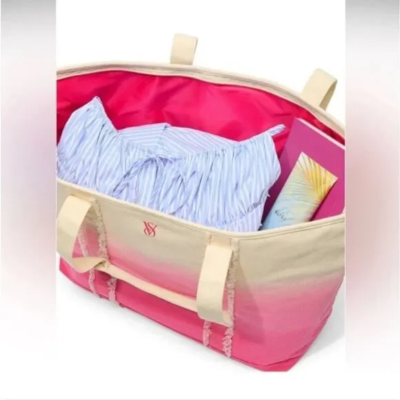 Victoria's Secret Pink and Cream Ombre Tote Bag - Picture 2 of 3